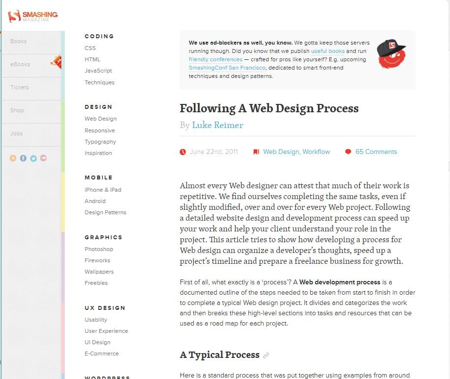Screenshot of Smashing Magazine website