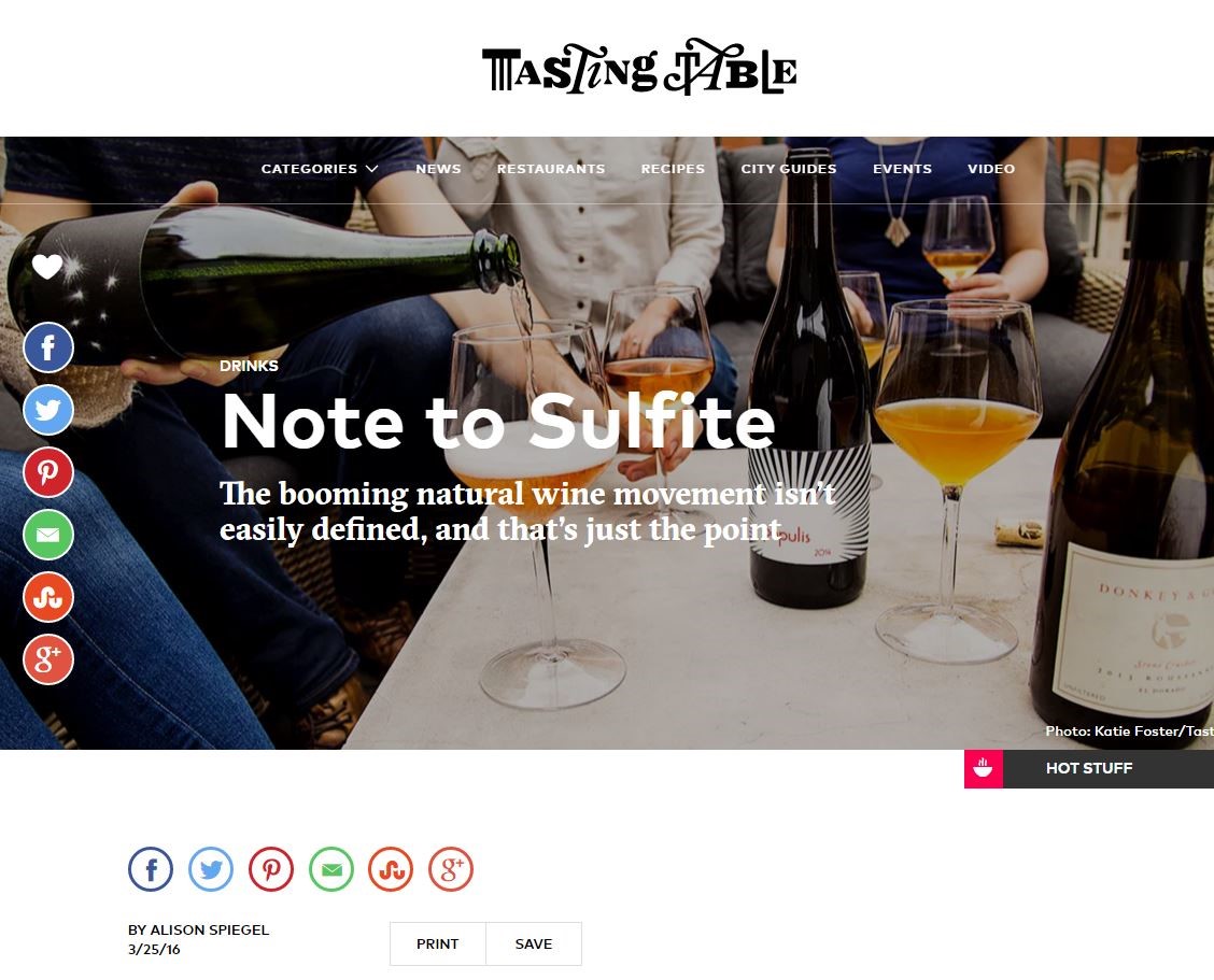 Screenshot of Tasting Table website