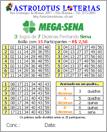 21 Jogos da Mega (3 Jogos de 7 Dezenas)