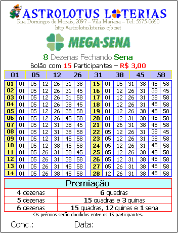 28 jogos da Mega (fechamento de 8 dzs)