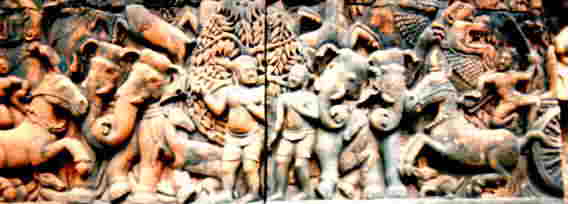 Bas relief aux &eacute;l&eacute;phants