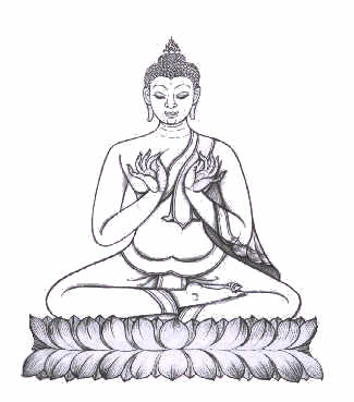 bouddha enfilant du fil dans une aiguille