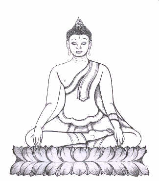 bouddha dans le double geste de la prise de la terre &agrave; t&eacute;moin