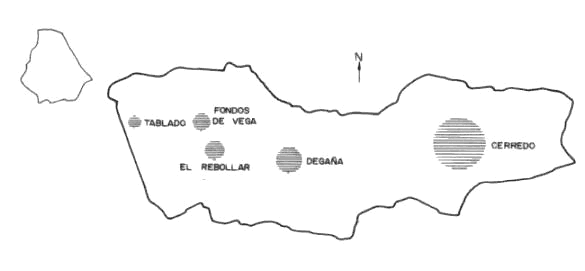 Distribuci�n y tama�o de poblaci�n en 1981