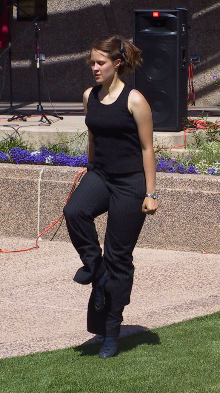me performing 'postmodern' irish dance at focus fest in the hot hot sun