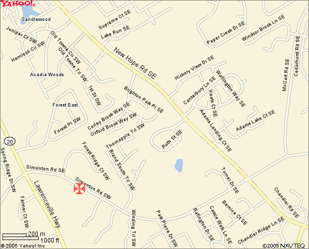 Yahoo Map to Lawrenceville OA