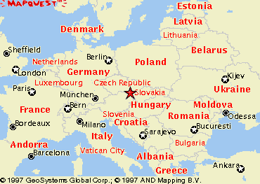 The red star shows the location of Doln� Vestonice.
