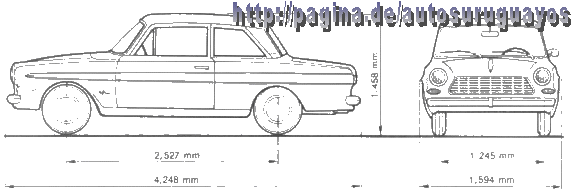 Dimensiones del FT , similares a las del Taunus 12M (P4)