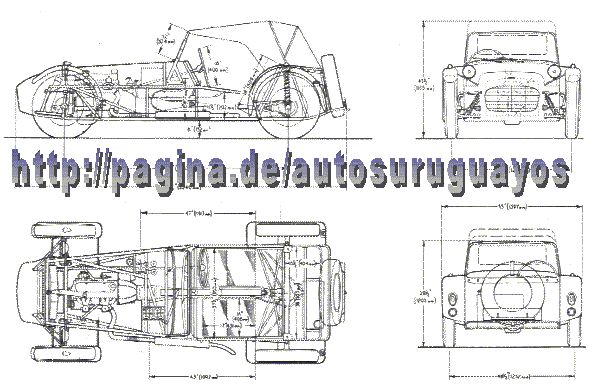 Dimensiones del Seven en pulgadas (1 pulg=25.4 mm.)