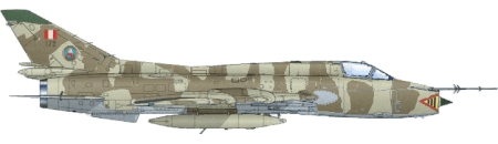 Sukhoi Su-22M Fitter J peruano con su esquema t�ctico en colores arena y marr�n.