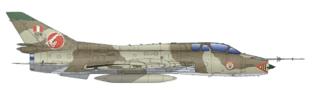 Sukhoi Su-22UM Fitter G peruano con su esquema t�ctico en colores arena y marr�n. Obs�rvese el emblema de la f�brica Sukhoi en la cola y la insignia del Escuadr�n A�reo de Elite N� 111 al costado de la cabina del piloto.