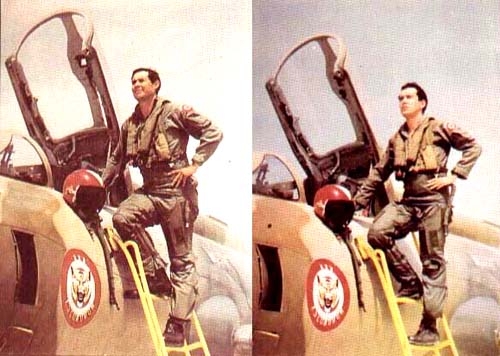 Pilotos Peruanos Comandante FAP V�ctor Manuel Maldonado Begazo y Mayor FAP Enrique Caballero Orrego, ante sus m�quinas de guerra Su-22, tanto Maldonado como Orrego alcanzaron la gloria y se encuentran presentes en la mansi�n de los h�roes