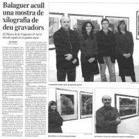 De izquierda a derecha: Josep Mateu, Alejandra Winkhaus, Antoni Perez Vidal, Alicia Gallego. En el Museo de balaguer el d�a de la inauguraci�n de la Muestra: Vinculos de madera. 12 de abril de 2002.