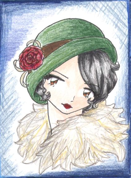 I love the 20's fashion! And I wanted to practice coloring anime/manga faces.&nbsp; Pretty nice huh?