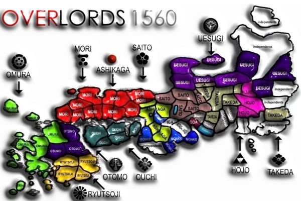 Warlords and overlords in Japan, 1560