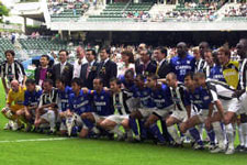Juventus players pose with KitChee players