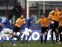 Andrea Pirlo takes the freekick