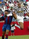 Juventus striker David Trezeguet challenging for the ball