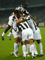 Juventus celebrate Zalayeta's goal