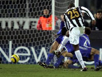... the ball goes towards the bottom corner ...