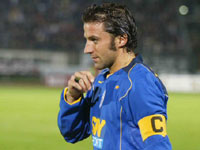 Juventus captain Del Piero looks pleased with his two goals and an assist