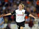 Man-of-the-Match Valencia's Mista scores the second goal to kill off Marseille's hopes