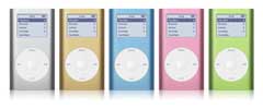 Apple's family of iPod mini portable music players.