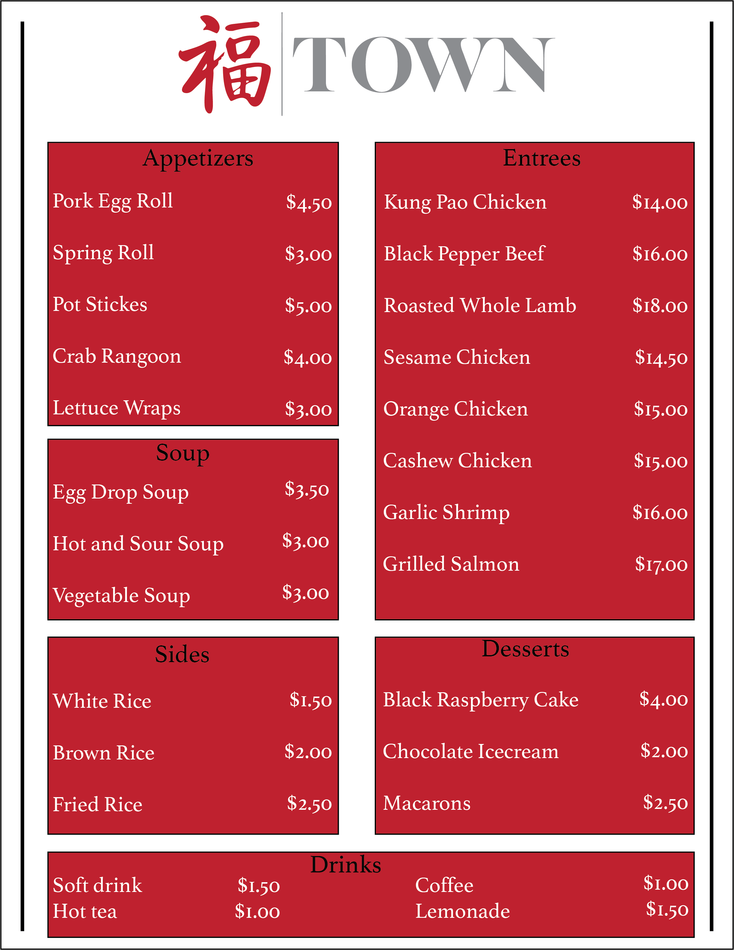 menu