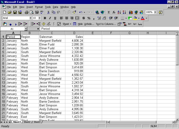 Pivot Table, page 1