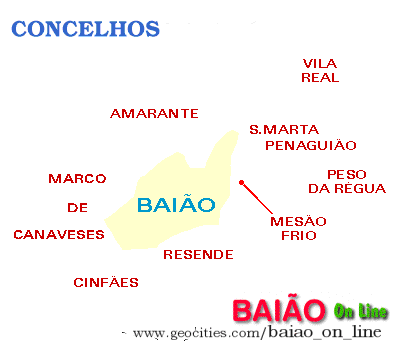 Mapa dos Concelhos de Bai�o e Vizinhos