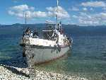 Exploring Ushkany Iskands going a shore on a motor boat lighter "Treskov"
