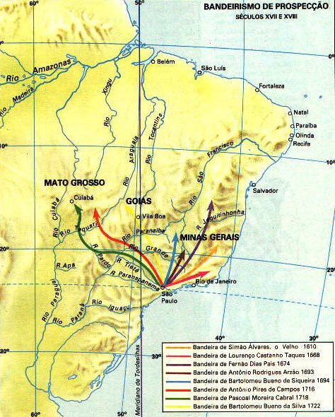 Bandeirismo de prospec��o - Mapa
