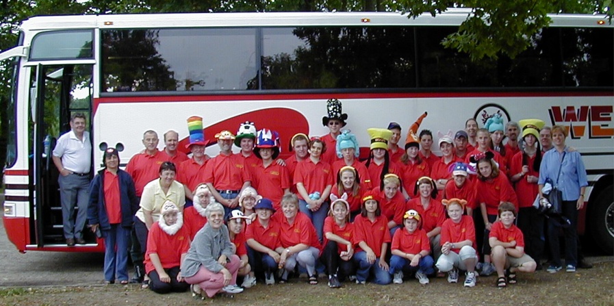 Photograph of the Junior Band ready to leave for home