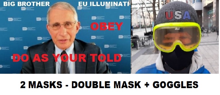 Dr Fauci Secretly Signals to Hero Scientist - John J. McMonagle aka Green Machine - 2 Masks - Double Mask and Goggles