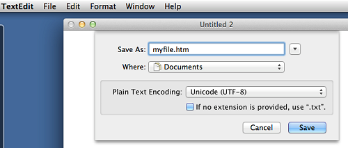 Save As in TextEdit