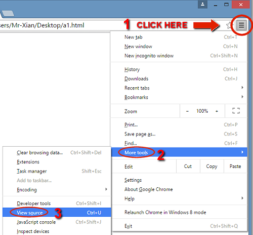 View Source Chrome
