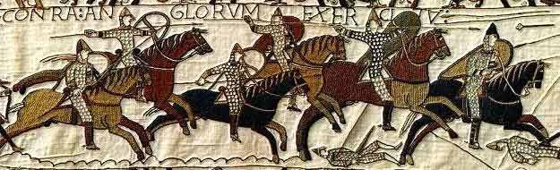 Norman cavalry carrying the kite style of shield