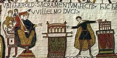 Harold taking his 'oath' on the bones of the English saints