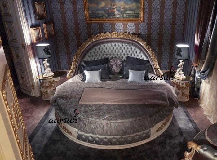Aarsun Round Bed with Stylish Grey Fabric NT-002 view 3