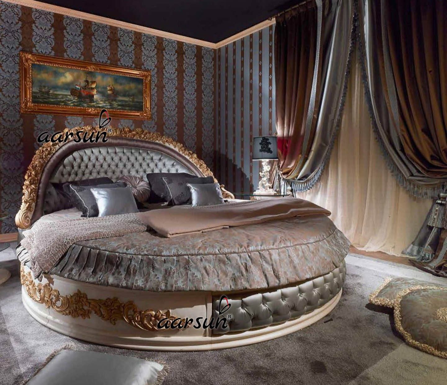 Aarsun Round Bed with Stylish Grey Fabric NT-002