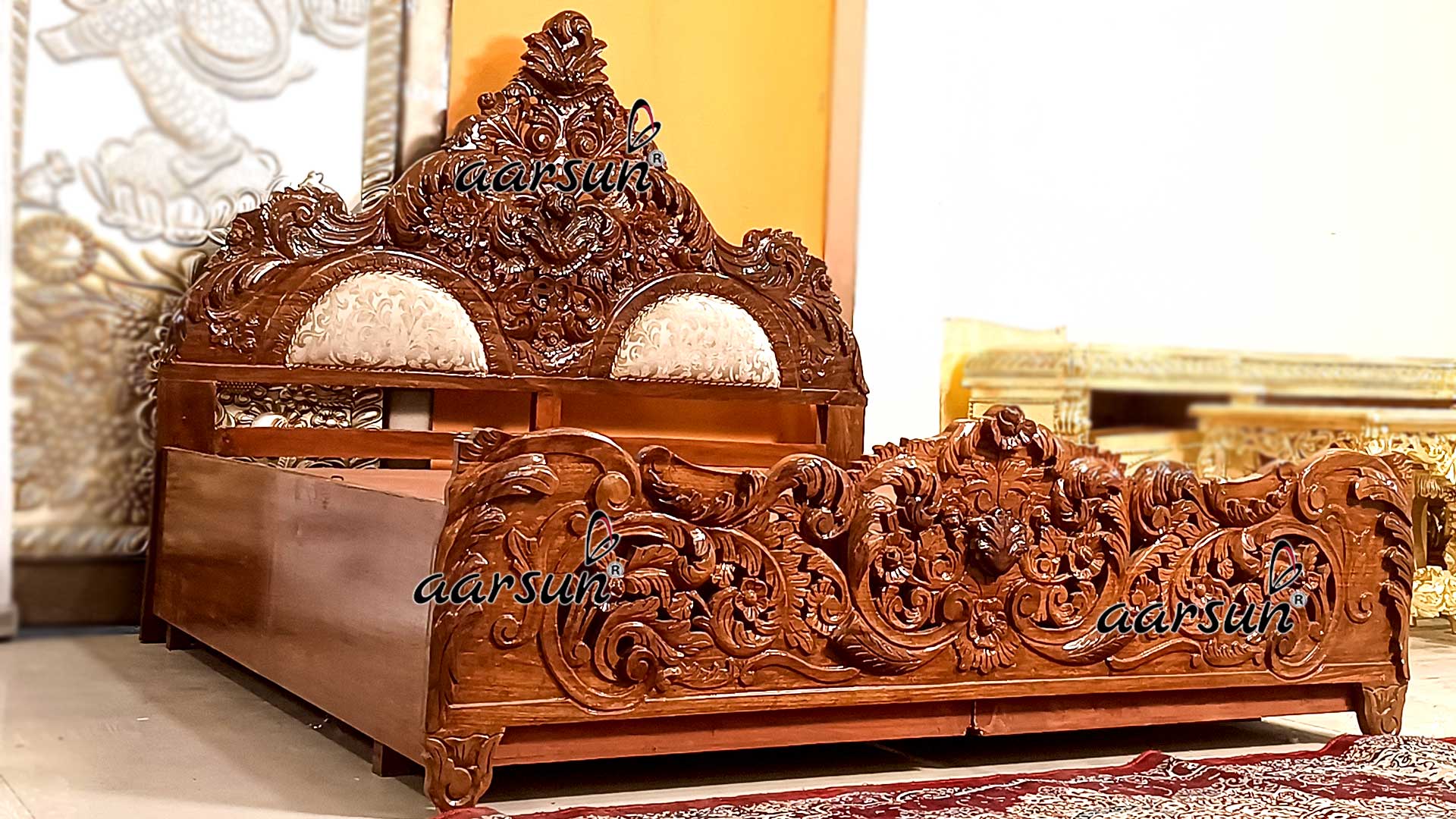 Bed Design Sheesham Wood YT 737 view 3