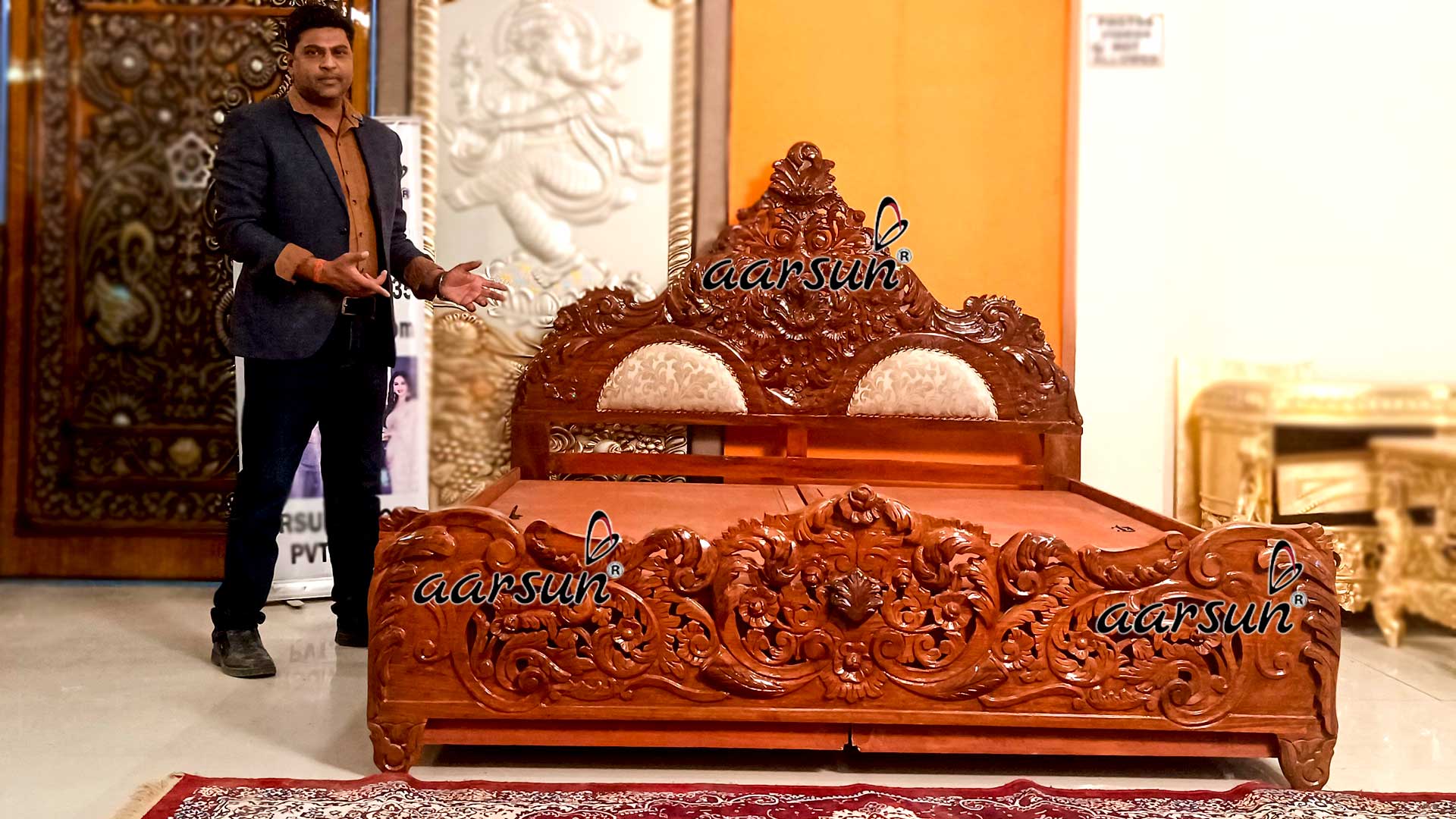 Bed Design Sheesham Wood YT 737 view 4