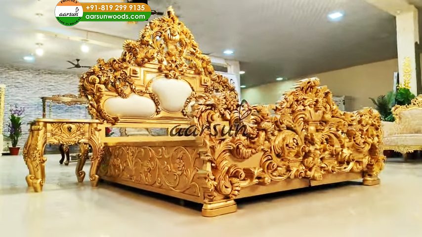 Carved King Size Bed in Teak Wood NT-042 view 9