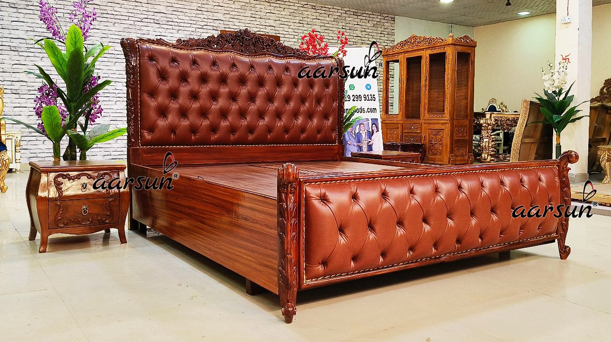 Classic Teak Wood Bed with Storage NT-013 view 4