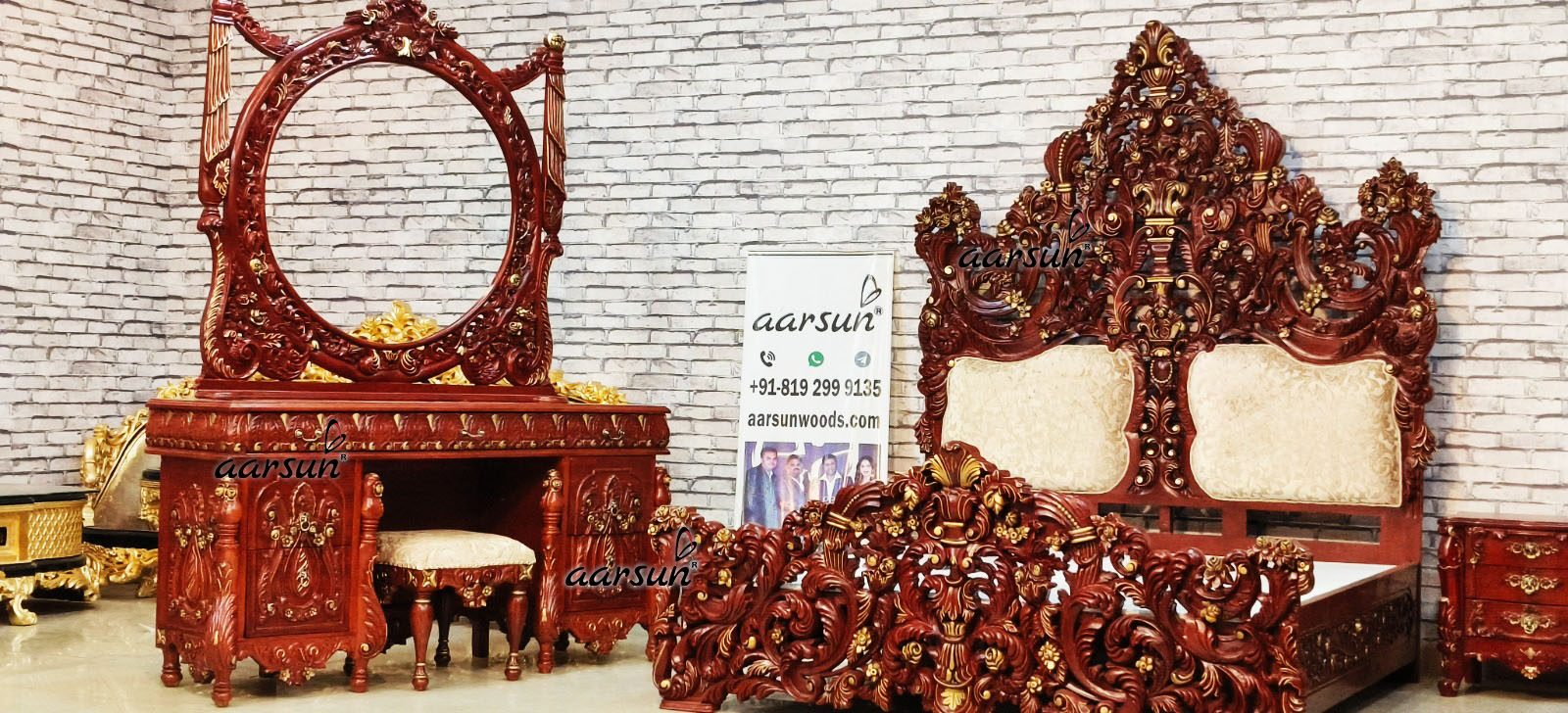Hand-carved Grand Bedroom Set with Video view 3