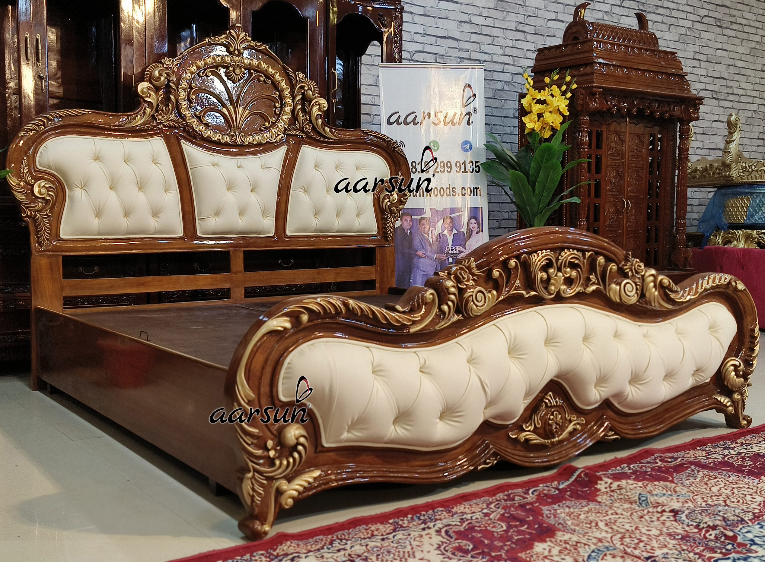 Handcrafted King Size Bed view 6