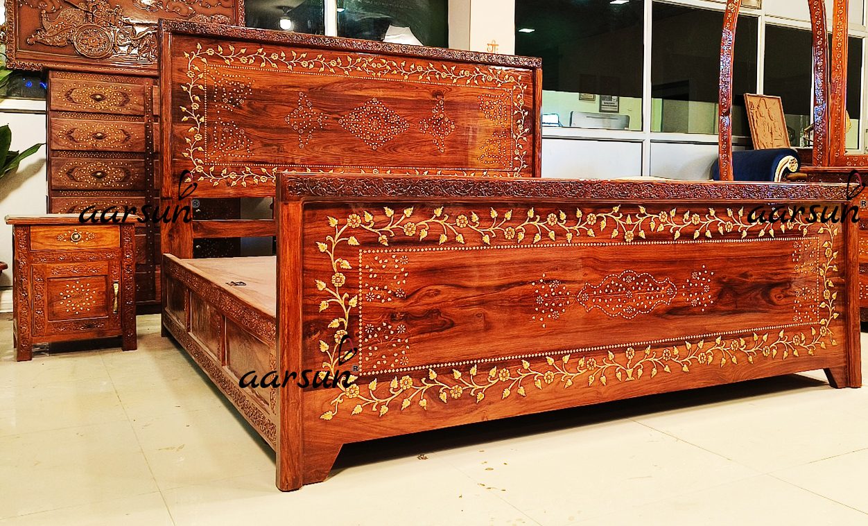 King Size Sheesham Wood Bed NT-038 view 5