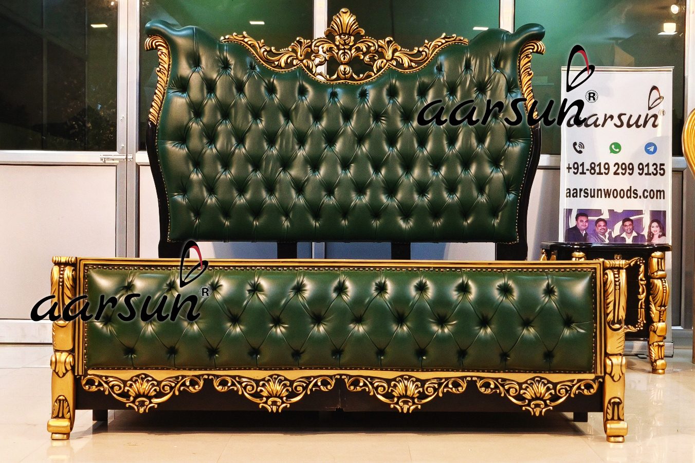 Luxurious Leatherette Bed with Matching Side Table view 3