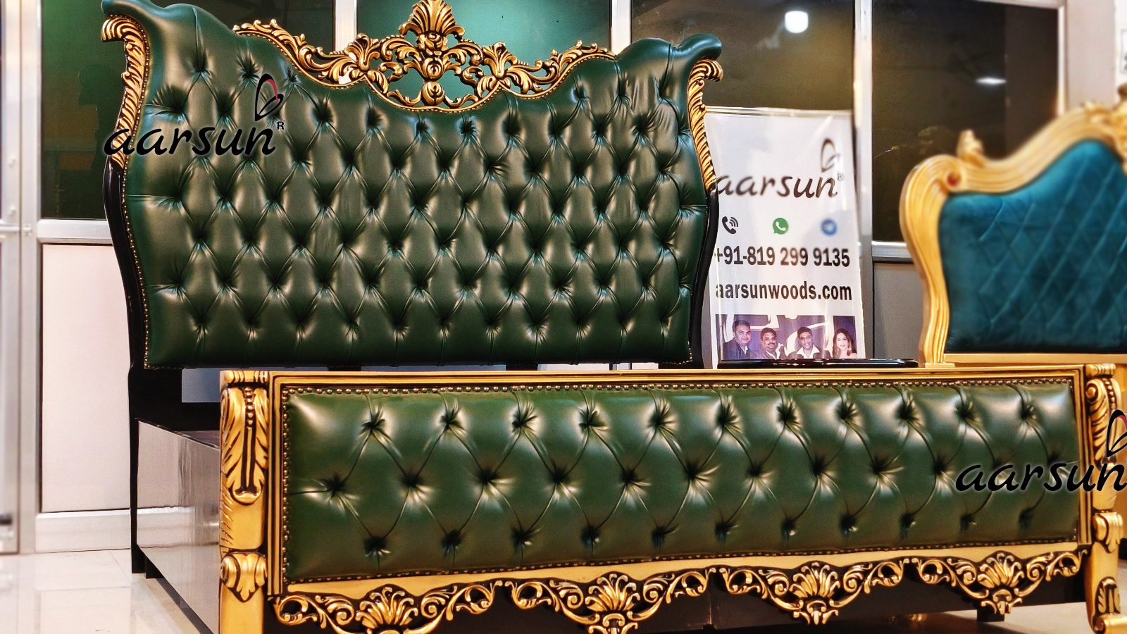 Luxurious Leatherette Bed with Matching Side Table view 5