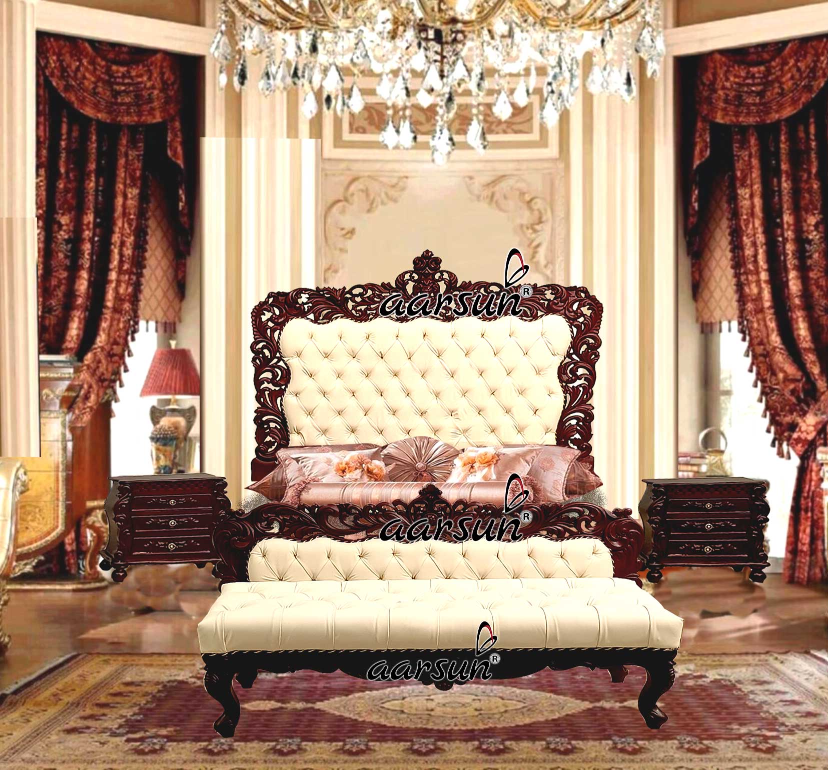 Mahogany Finish Royal Bedroom Set YT-661